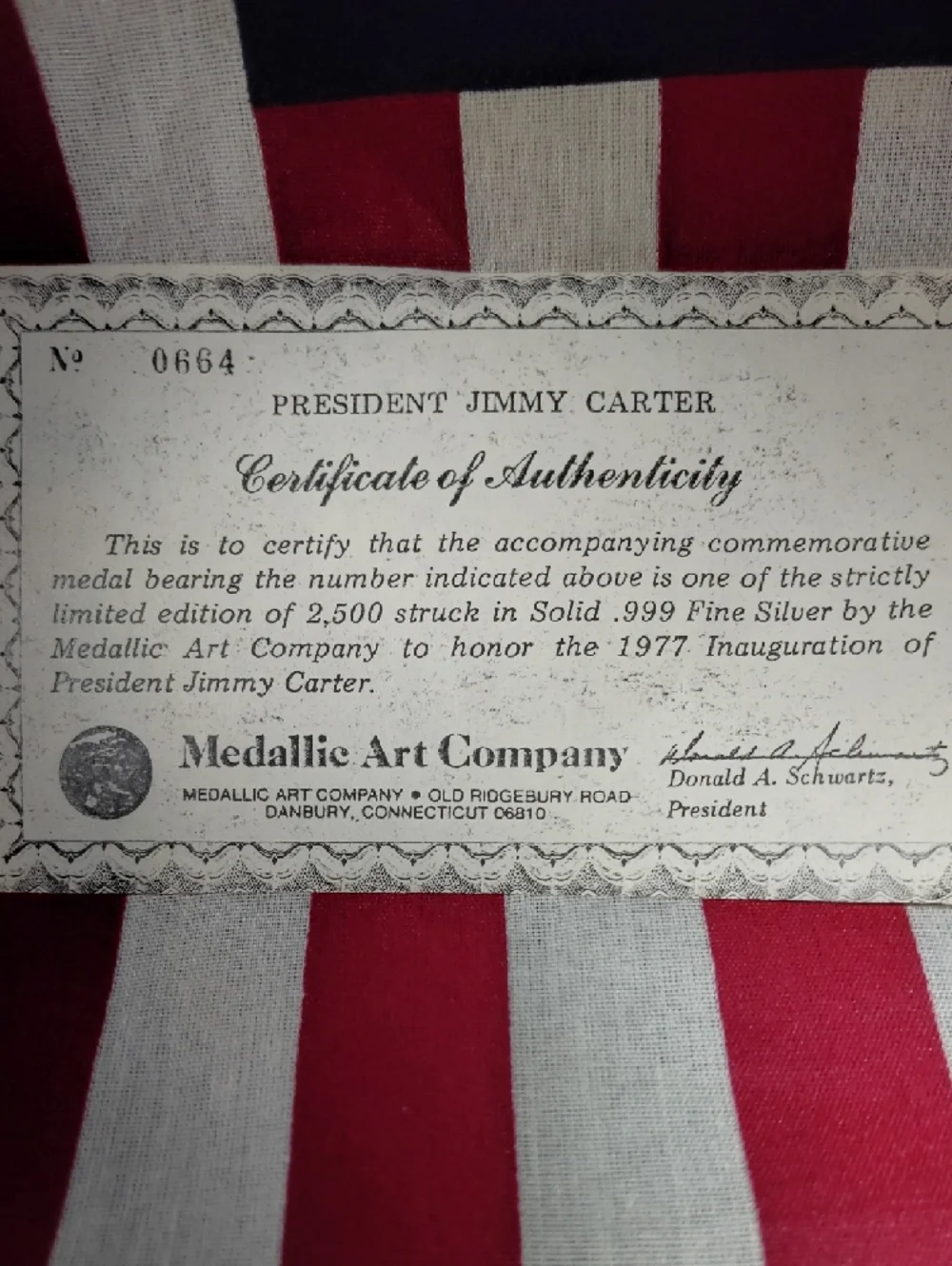 🌹RARE 1977 Jimmy Carter Official Inaugural Medal – 4.76 Oz .999 Silver Medal🌹